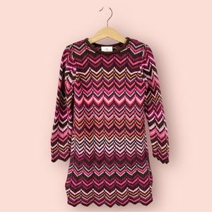 Hanna Andersson Knit Crochet Chevron Striped Dress 110 cm
